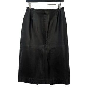 Vintage Votre Nom Soft Black Leather Pencil Skirt